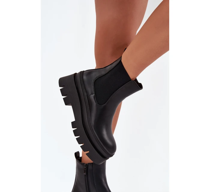 Zateplené dámské boty na platformě černé model 21706677 - Boto