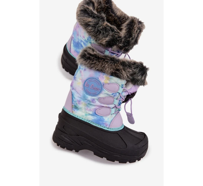 Dětské sněhule pro dívky s kožíškem a stahovák Lee Cooper LCJ-25-10-3778 Fialové