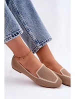 Dámské ploché kožené mokasíny světle hnědé Selisa