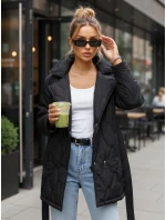 Kurtka damska przejściowa z paskiem czarna model 22011517 - FashionStreet