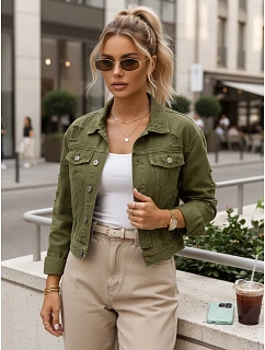 Dámska džínsová bunda spraná LANDIA zelená FashionStreet TY5685
