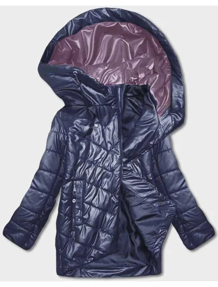 Tmavě modrá dámská bunda s asymetrickým zipem model 19401024 - S'WEST