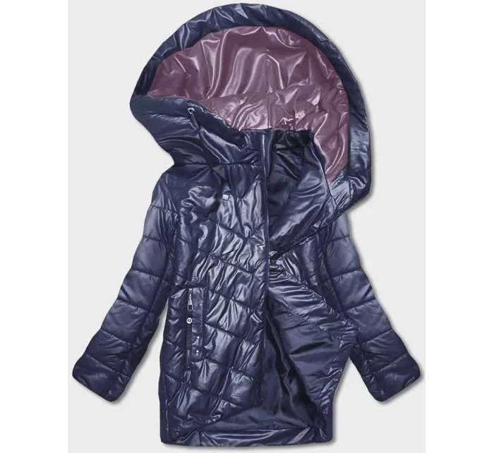 Tmavě modrá dámská bunda s asymetrickým zipem model 19401024 - S'WEST