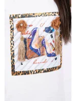 Šaty s 3D grafikou a zdobenými volánikmi vo farbe ecru Šaty s 3D grafikou a zdobenými volánikmi vo farbe ecru