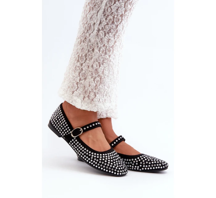 Eko Semišové Baletky S Ozdobami z Černé model 21666798 - Boto Eko Semišové Baletky S Ozdobami z Černé model 21666798 - Boto