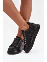 Dámské tenisky z pravé kůže model 21711761 Černé - Goe Dámské tenisky z pravé kůže model 21711761 Černé - Goe