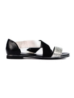 Dizajnové dámske čierne sandále bez podpätku