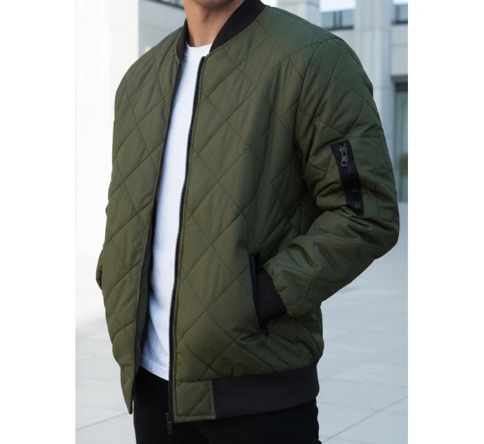 Pánska prešívaná bunda bomber zelená TX2216 Pánska prešívaná bunda bomber zelená TX2216