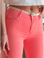 Dámské úzké kalhoty s páskem světle růžové Dstreet model 21985373 - FashionStreet