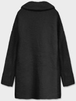 Krátky čierny vlnený prehoz cez oblečenie typu alpaka (7108-1)