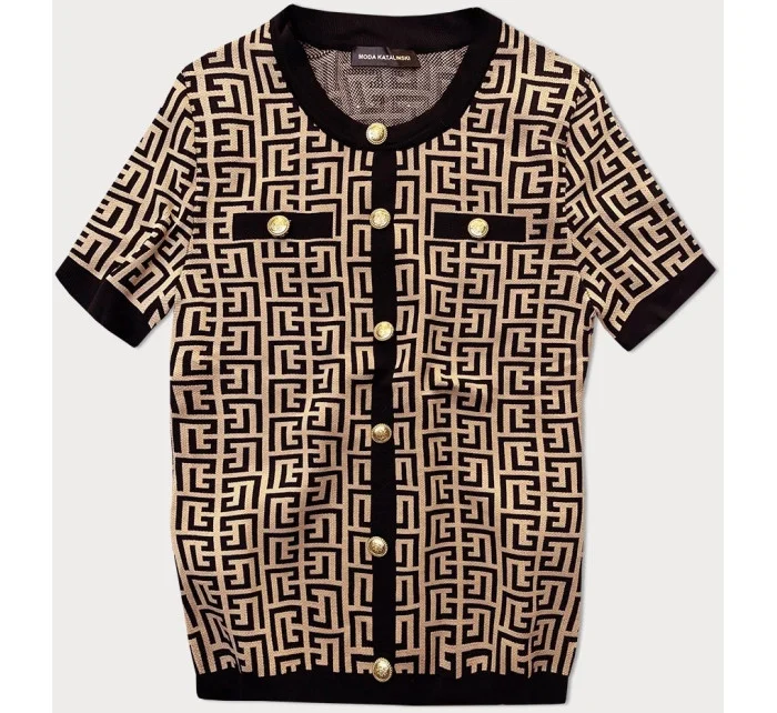 Čierna dámska pletená blúzka s krátkymi rukávmi (009) Čierna dámska pletená blúzka s krátkymi rukávmi (009)