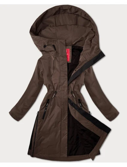 Hnědá dámská bunda s kapucí model 20927381 - LHD