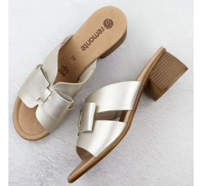 Dámske zlaté kožené žabky Remonte R8759-90 Dámske zlaté kožené žabky Remonte R8759-90