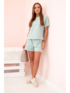 Dámska súprava punto s krátkymi rukávmi a šortkami dark mint