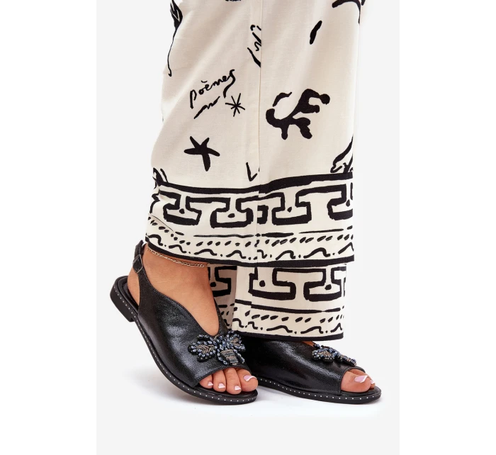 Lesklé Dámské Sandály S Dekorací Plné Černé model 21686853 - Boto