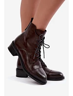 Zateplené kožené kotníkové boty Čokoládové model 22366287 - Boto Zateplené kožené kotníkové boty Čokoládové model 22366287 - Boto