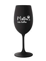 MATKA NA RUKU - čierny pohár na víno 350 ml