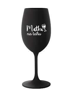 MATKA NA RUKU - čierny pohár na víno 350 ml