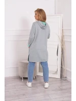 Dvojfarebná pláštenka s kapucňou 21679 mätová+šedá - Kesi