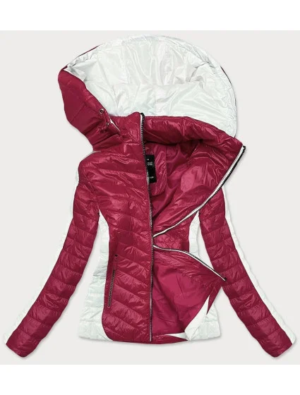 Dvojfarebná červeno / ecru dámska bunda s kapucňou (6318) Dvojfarebná červeno / ecru dámska bunda s kapucňou (6318)