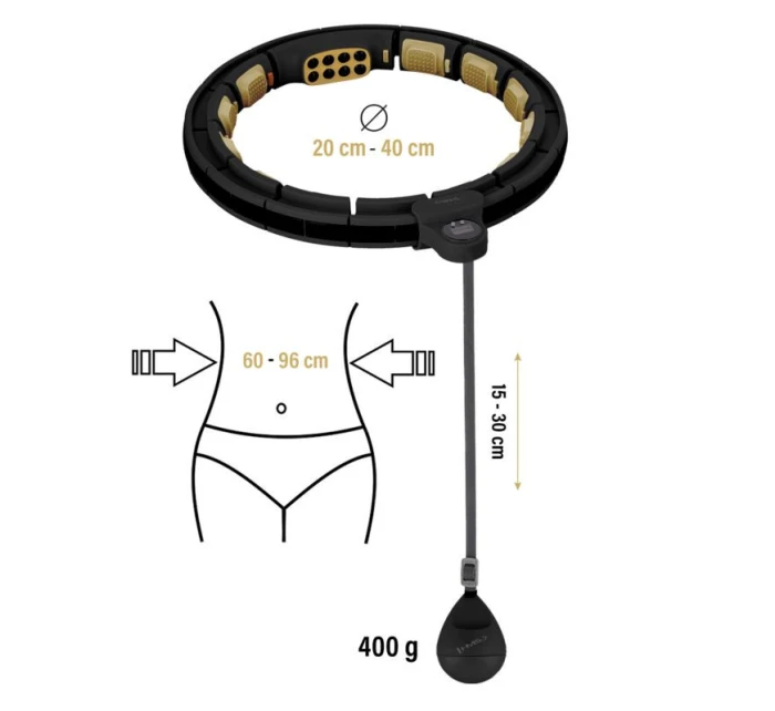 HHM13 NOVÝ HULA HOP ČIERNY/ZLATÝ S MAGNETMI A ZÁVAŽÍM + POČÍTADLO HMS HHM13 NOVÝ HULA HOP ČIERNY/ZLATÝ S MAGNETMI A ZÁVAŽÍM + POČÍTADLO HMS