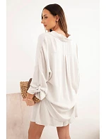 Dámske viskózové tričko s gombíkmi a voľnými šortkami béžovej farby