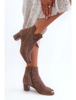 Dámské Botky Z Semiše Na Podpatku S Hnědé model 21658524 - Boto Dámské Botky Z Semiše Na Podpatku S Hnědé model 21658524 - Boto