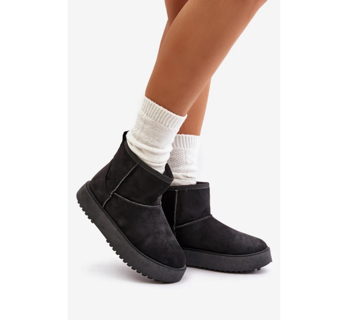 Dámské Sněhule Na Platformě Z Eko Semiše Černé model 21673043 - EVENTO