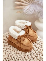 Śniegowce Botki Dziecięce Ocieplane Futerkiem Camel Adelane