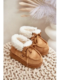 Śniegowce Botki Dziecięce Ocieplane Futerkiem Camel Adelane