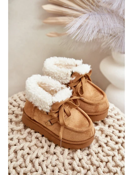 Śniegowce Botki Dziecięce Ocieplane Futerkiem Camel Adelane