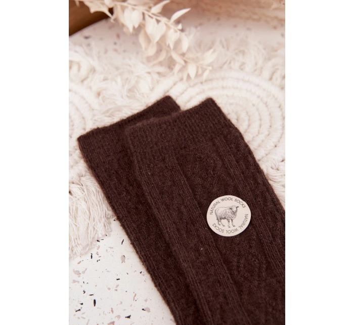 Dámske vlnené ponožky - čokoládové