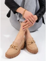Moderné hnedé poltopánky dámske na plochom podpätku Moderné hnedé poltopánky dámske na plochom podpätku
