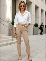 Dámske džínsy Mom Fit s vysokým pásom a opaskom, béžové, FashionStreet UY3087