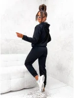 Čierna dámska mikina s kapucňou a zvieracím vzorom (82146)