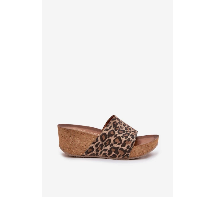 Kožené Dámské Pantofle Na Podpatku Leopardí model 21698620 - Zazoo