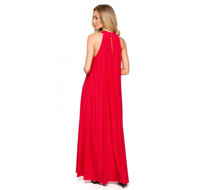 model 18004692 Maxi šaty s výstřihem červené - Moe
