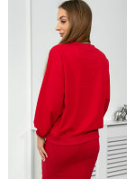 Blúzka + rebrované šaty červená
