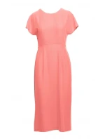 Tužkové šaty s rozparkem na boku model 21256878 oranžové - Stylové