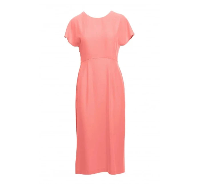 Tužkové šaty s rozparkem na boku model 21256878 oranžové - Stylové