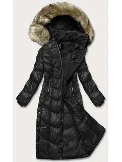 Dámska ľahká čierna dlhá bunda (H-203)