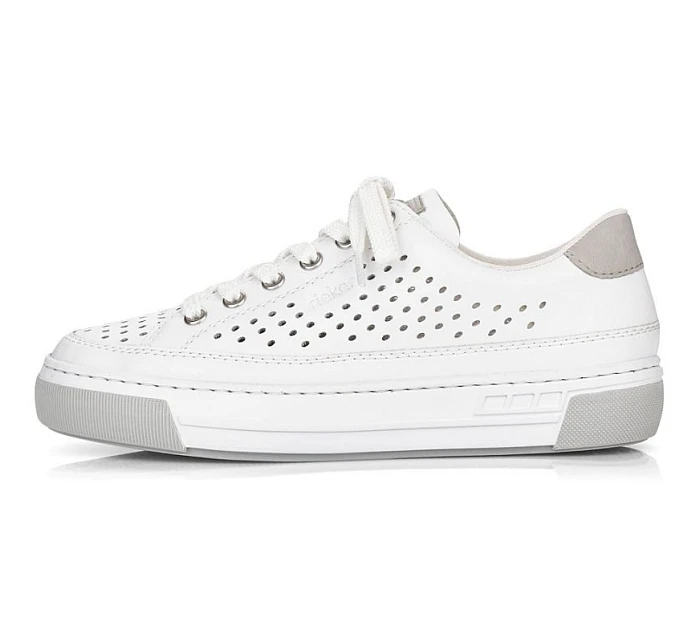 Rieker W RKR642 biele kožené ažurové topánky