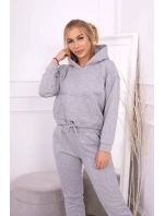 Teplá súprava s mikinou so zaväzovaním vpredu šedá