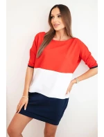 Dámské šaty Plus Size s výstřihem do V a šňůrkami červená