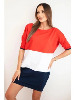 Dámské šaty Plus Size s výstřihem do V a šňůrkami červená