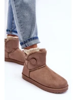 Ocieplane Damskie Śniegowce Z Ozdobą Ciemnobeżowe Siriol