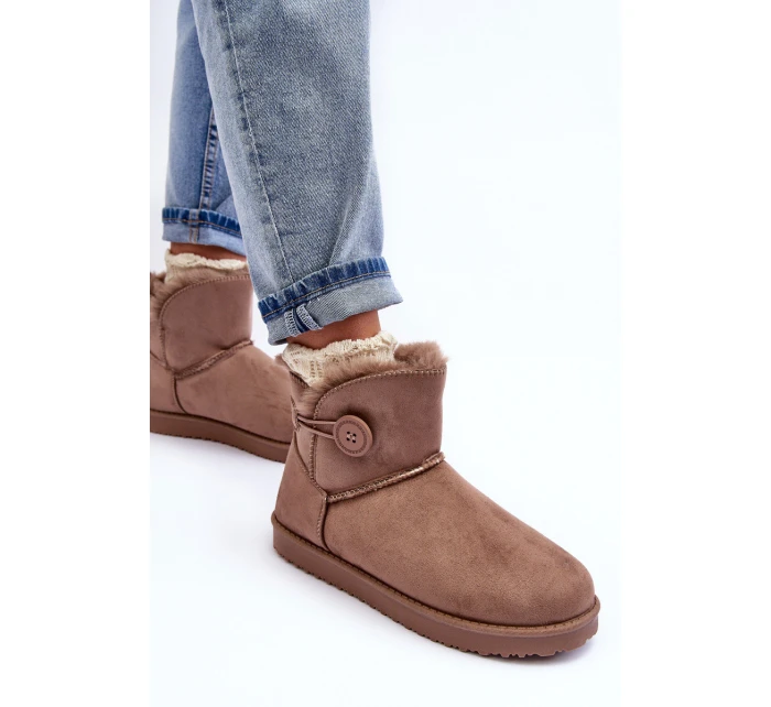 Ocieplane Damskie Śniegowce Z Ozdobą Ciemnobeżowe Siriol