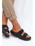 Klapki Damskie Na Platformie Z Klamrami Czarne Nitiana Klapki Damskie Na Platformie Z Klamrami Czarne Nitiana