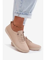 Kožené dámské polobotky model 22149769 Béžové - Artiker