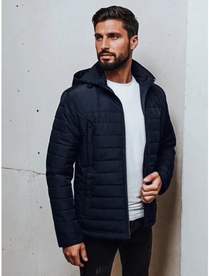 Pánská přechodná prošívaná bunda s kapucí tmavě modrá Dstreet model 21983062 - FashionStreet